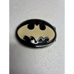 Batman Logo Painted Enamel Silver Tone Large Belt Buckle